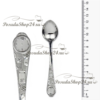 Серебряная детская чайная ложка «Часы рождения» арт. 925-2-2812