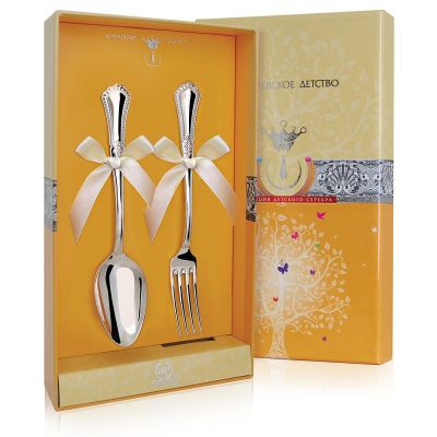 Десертный набор из двух серебряных приборов «ФАВОРИТ». арт. 925-5-315НБ02801 