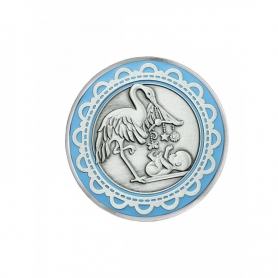 Серебряная монета "С РОЖДЕНИЕМ".(голубая эмаль) арт. 925-5-1201СВ00001