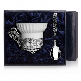 «ЗИМНИЕ УЗОРЫ» — серебряный набор для чая. арт. 925-5-684НБ03806
