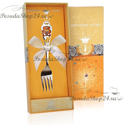 Серебряная детская вилка «МИШКА» с эмалью. арт. 925-5-504ВЛ05008