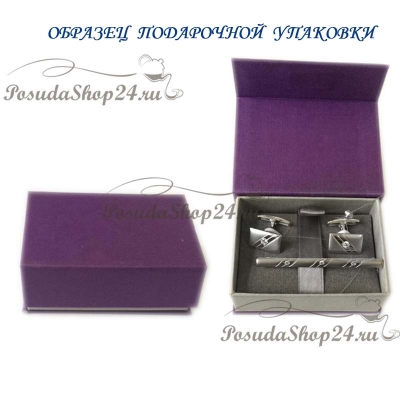 Серебряные запонки с зажимом для галстука "ЭНЕРГИЯ". арт. 925-2-140000/130040